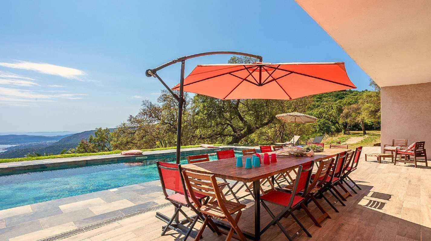 Lunch table beside the pool